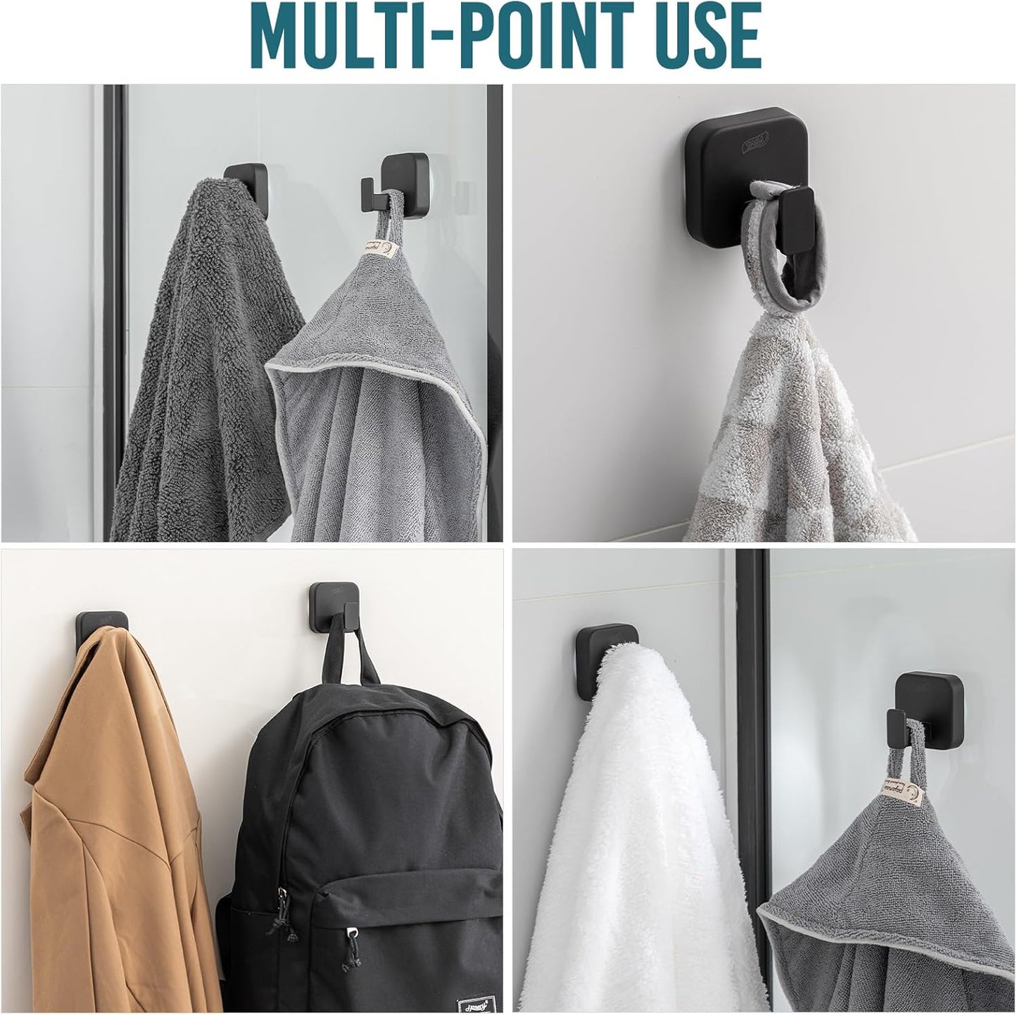 TAILI Suction Cup Razor Holder in Shower 2 Pack, Towel, Loofah, Shaver Holder for Bathroom Wall, Powerful Suction Cup Shower Hooks, Easy to Install and Reuse, White