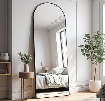 Prywot Arched Full Length Mirror, 70"x26" Free Standing Floor Mirror, Modern Full Body Mirrors with Stand, Wall Mirrors with Aluminum Alloy Frame for Bedroom,Living Room, Gold