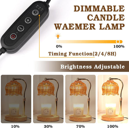 Funistree Flower Candle Warmer Lamp with Timer, Dimmable Candle Lamp Warmer, Christmas Birthday Gifts for Women Mom Her, Housewarming Home Decor, Lotus Wax Warmer for Yankee Candles - Lily Amber