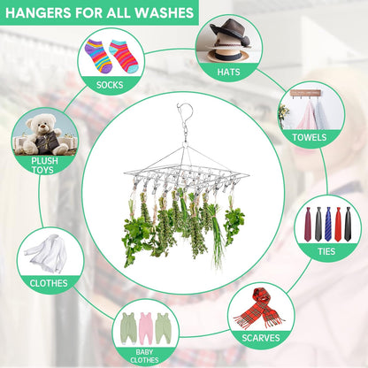 Bokon 4 Pcs Hanging Drying Rack for Herb Macrame Flower with Stainless Clip Dryer Hook for Drying Herb Air Plants Spices Flower Hydroponic Plant Ready to Use with Ceiling Hook(Round)