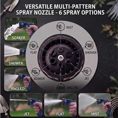 GREEN MOUNT Water Hose Nozzle Spray Nozzle, Metal Garden Hose Nozzle with Adjustable Spray Patterns, Perfect for Watering Plants, Washing Cars and Showering Dogs & Pets