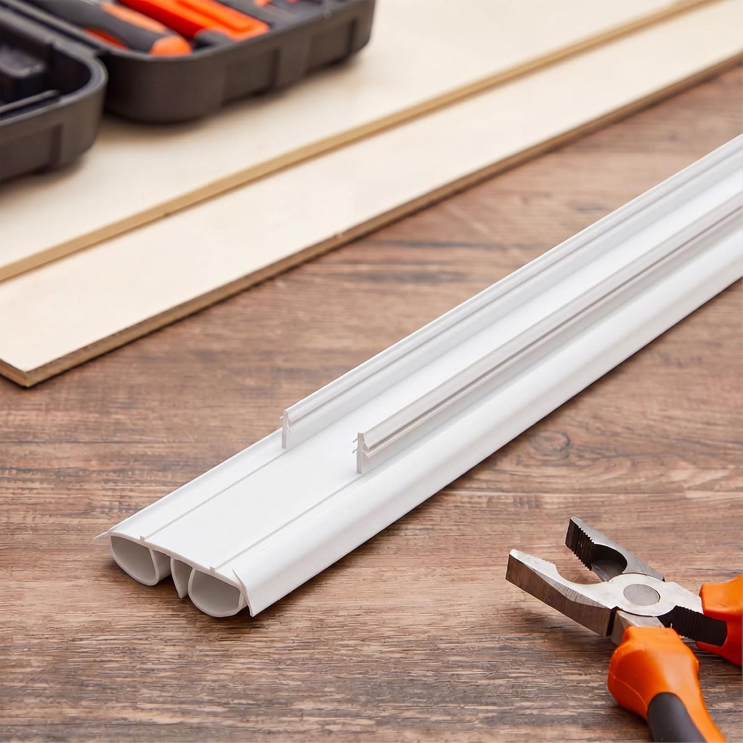 Pushglossy 2 Pcs Kerf Style Door Bottom 36" Long 1 3/4" Wide Replacement Threshold Seal with Vinyl Fins Weatherstrip Draft Stopper for Interior Exterior Doors(White)