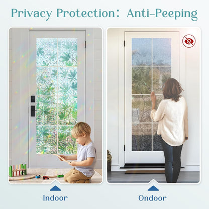 Haton Window Privacy Film Frosted Glass Film for Door Bathroom Shower, Peel & Stick, Day & Night, Papel para Ventanas Privacidad, Covering Sticker Removable Decorative Translucent Pure 17.5" x 78.7"