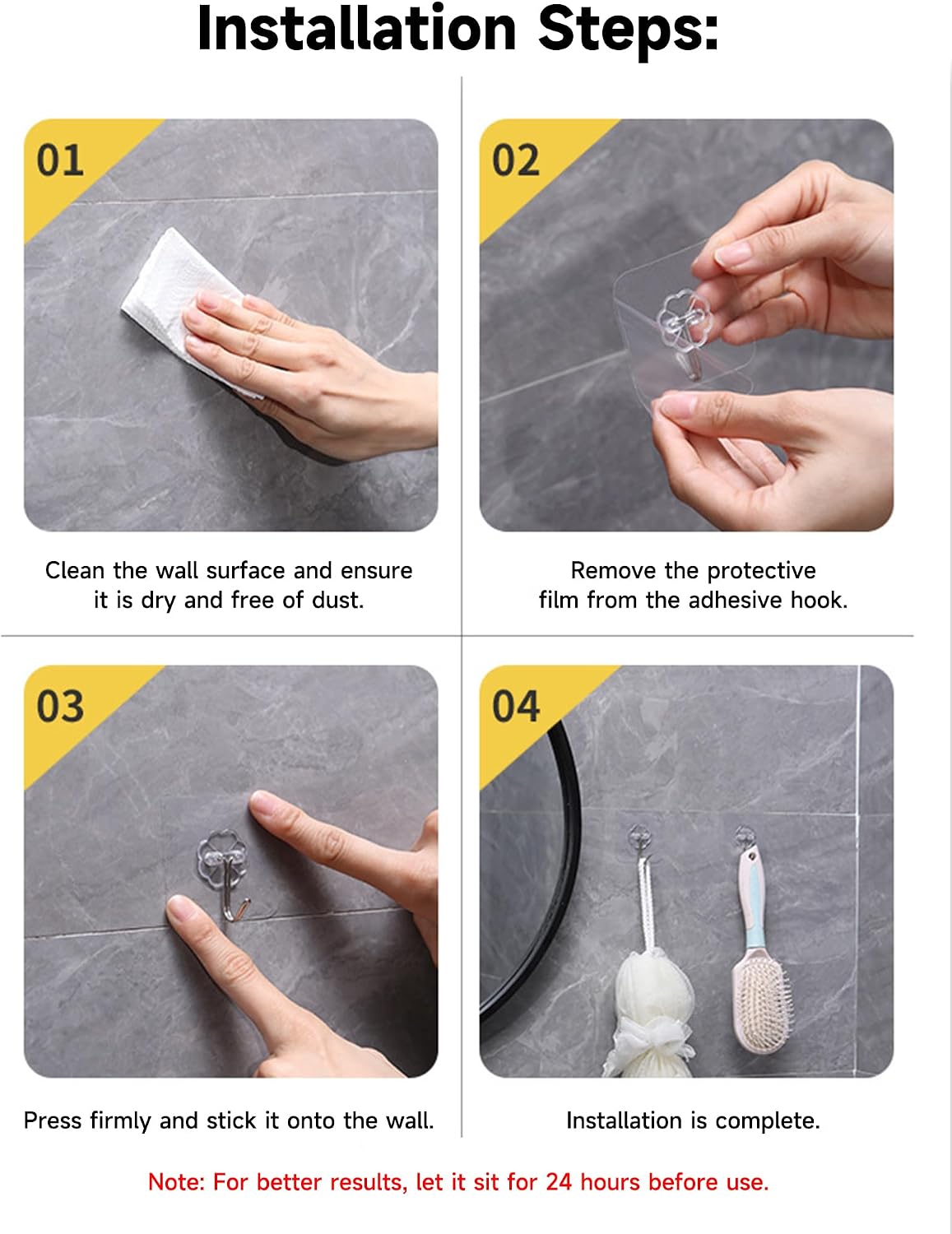 Generic Adhesive Wall Hooks 20-Pack - Silver, PVC - Heavy Duty 13 lbs Hooks for Walls, No Damage, Waterproof, Home, Bathroom, Kitchen, Office, Outdoor
