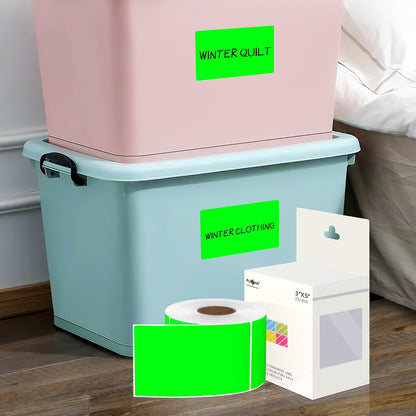 PARLAIM 3 X 5 Inch Rectangle Adhesive Color Coding Stickers,Square Inventory Stickers -250 Per Dispenser Box (Fluorescent Green)