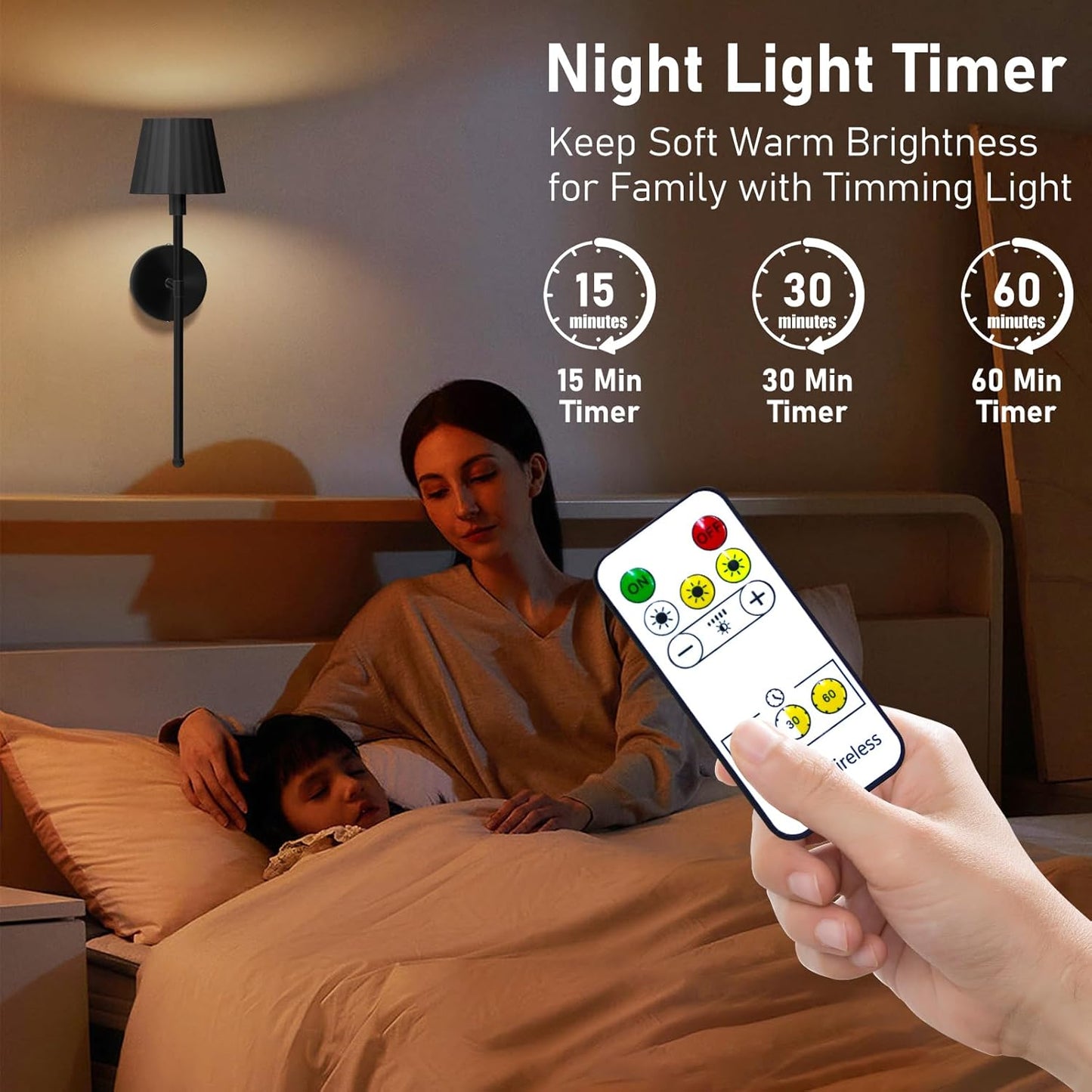 Battery Operated Wall Sconce Set of 2, Rechargeable Wireless Sconces with Dimmable Detachable Magnetic Bulbs and Remote, 3 Colors Wall Lights for Bedroom Living Room Hallway Fireplace