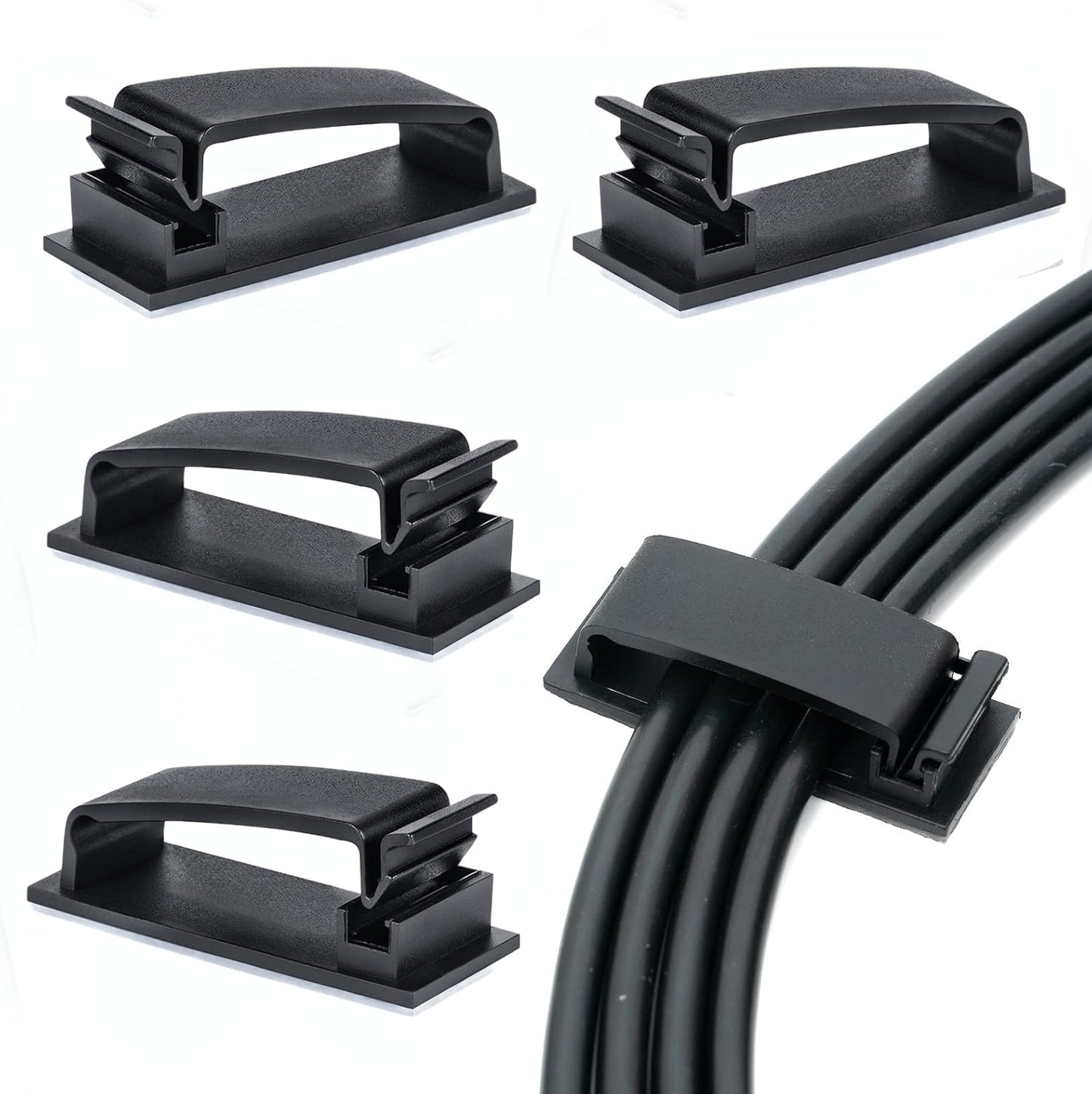 Cable Clips 50PCS, Self Adhesive Cable Management Clips, Cord Organizer Wire Clips Cord Holder for Appliances PC Wall Ethernet Cable Under Desk Nightstand Home Office Car