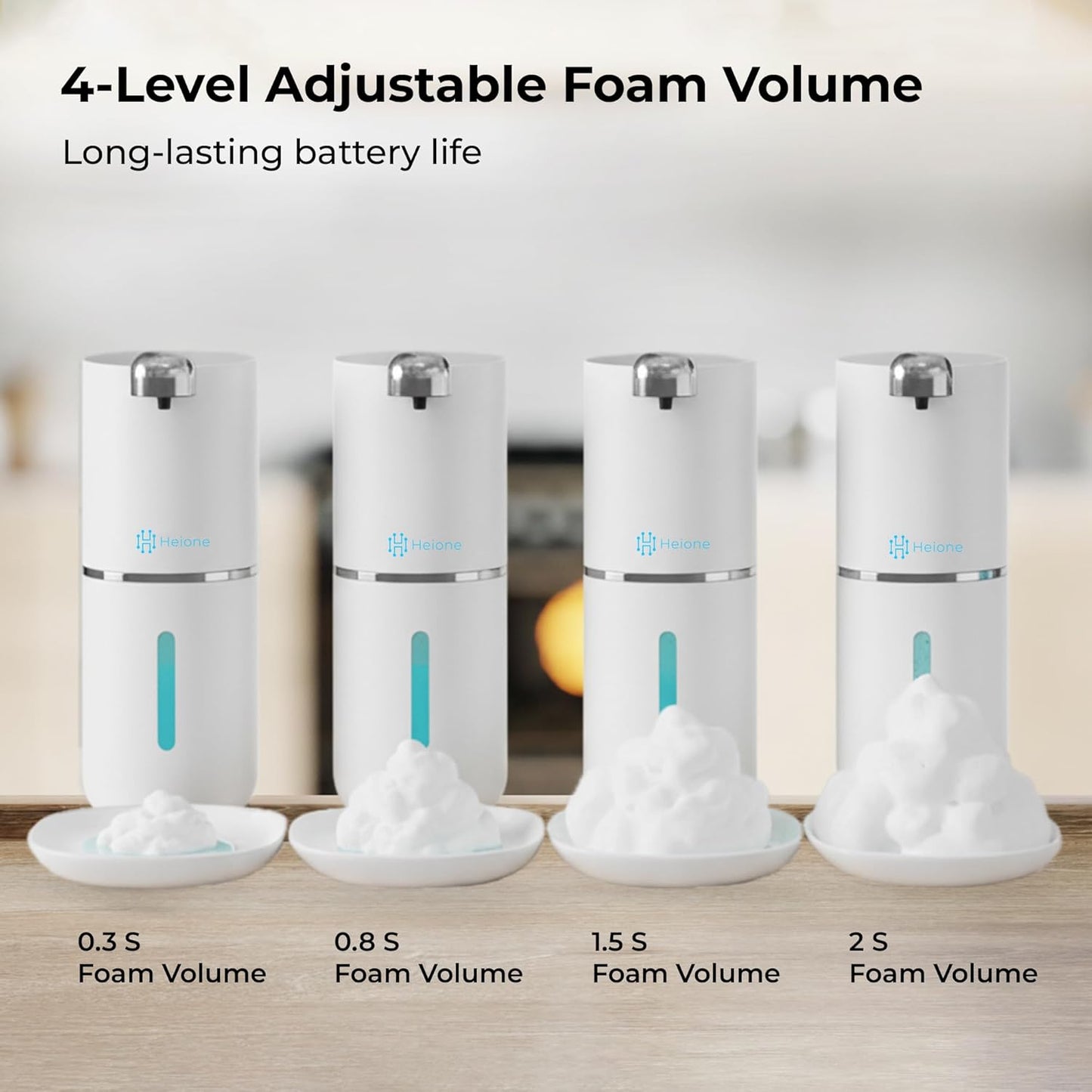 Automatic Touchless Foam Soap Dispenser - USB-C Rechargeable Foaming Soap Pump, IPX5 Waterproof for Bathroom & Kitchen, 12.8oz, Wall Mount or Countertop (Black)