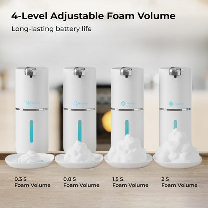 Automatic Touchless Foam Soap Dispenser - USB-C Rechargeable Foaming Soap Pump, IPX5 Waterproof for Bathroom & Kitchen, 12.8oz, Wall Mount or Countertop (Black)