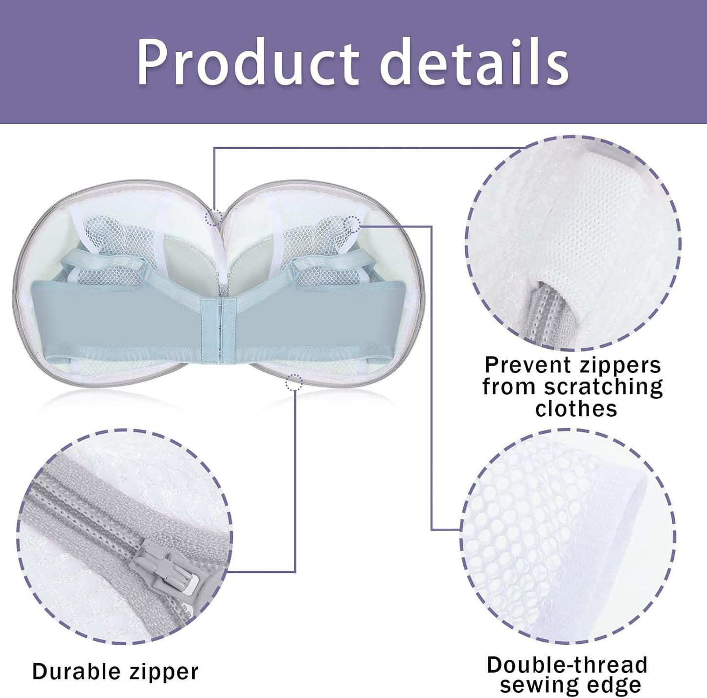 Shappy 6 Pieces Bra Washing Bag for Laundry Mesh Wash Lingerie Underwear Brassiere Washing Bags with Zipper for Women Laundry Storage(7.87 Inch,Pink)