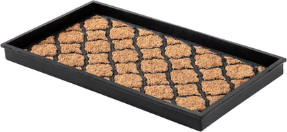 Anji Mountain Heavy Duty Waterproof Rubber Shoe Storage Mat Organizer/Boot Storage Tray Multi Use for Entryway with Coir, Tan Insert, Fits 4 Pair (46.5" Wide)