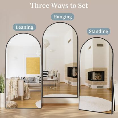 Full Length Mirror with Stand, 71"x28" Arched Full Body Large Stand Up Aluminum Frame Floor Standing Mirror, Freestanding Hanging Leaning Mounted for Bedroom Living Room Entryway Gold