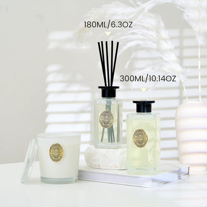 M&SENSE 6.3 oz Large Reed Diffuser Set | Lime+Basil Scent Oil Diffuser with Sticks | Hotel Collection Non-Toxic Home Fragrance |for Bedroom Bathroom Living Room - Colors A