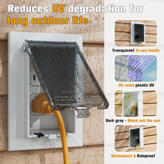 2Pcs Recessed Outlet Box Cover, DBVC-1 Replacement Cover, UV Rated, Weather-Proof, Type 3r Enclosure Cover Compatible with DBVR/DBVS/DBVM Series, 60VC, and Other Outlet Box.