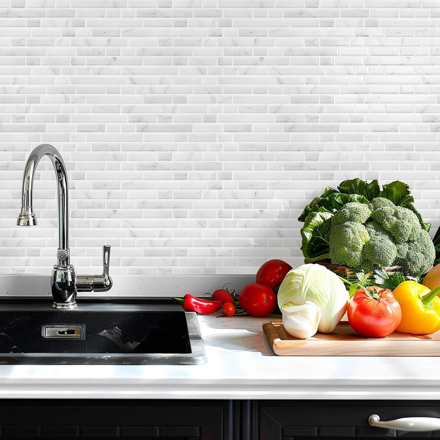 STICKGOO Peel and Stick Backsplash - 10 Sheets of 12”×12” - 3D Self Adhesive Peel and Stick Tile Backsplash for Kitchen & Bathroom