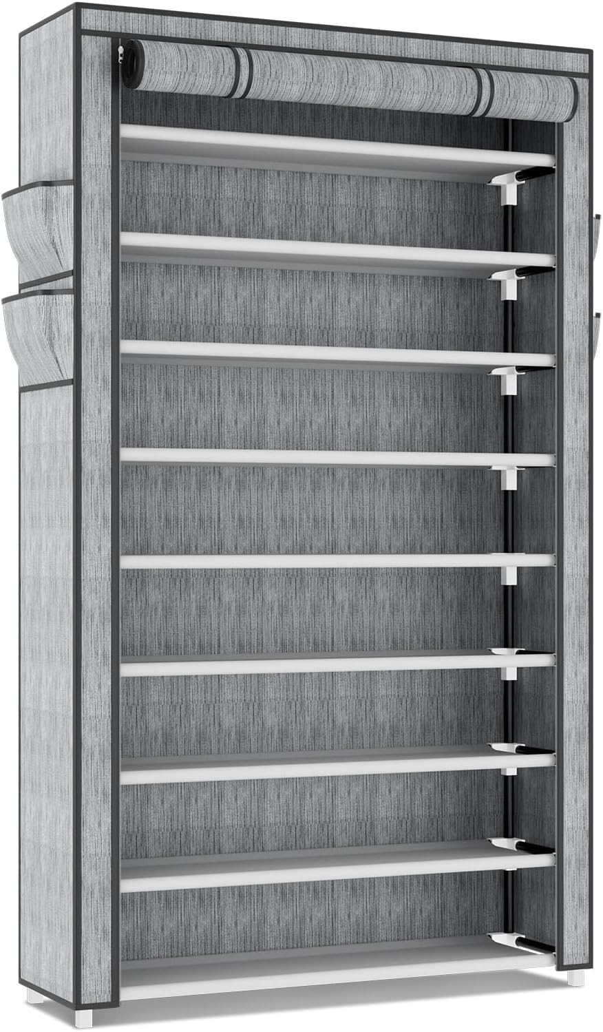 LANTEFUL Shoe Rack with Covers - 10 Tiers Tall Shoe Rack Organizer Large Capacity Shoe Shelf Storage 40 Pairs Space Saving Vertical Shoe Storage Organizer for Closet, Entryway, Dorm, Bedroom