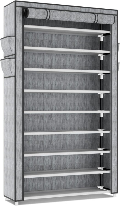 LANTEFUL Shoe Rack with Covers - 10 Tiers Tall Shoe Rack Organizer Large Capacity Shoe Shelf Storage 40 Pairs Space Saving Vertical Shoe Storage Organizer for Closet, Entryway, Dorm, Bedroom