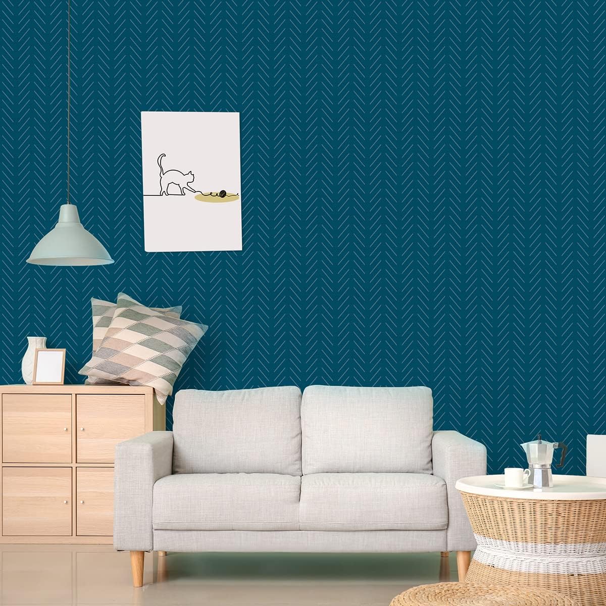 Erfoni Black and White Peel and Stick Wallpaper Modern Herringbone Contact Paper Bathroom 17.7inch x 118.1inch Geometric Removable Wallpaper Peel and Stick Self Adhesive Contact Paper for Accent Wall