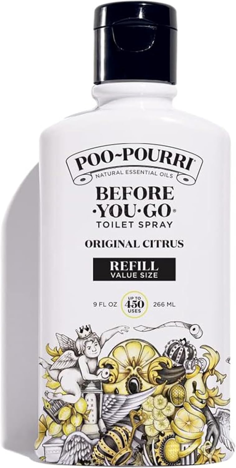 Poo-Pourri Before-You-Go Toilet Spray, Bamboo Rain, 2 Fl Oz, Up to 100 Uses, Bathroom Odor Deodorizer with Essential Oils for Home or Work, Travel Essentials, TSA Approved Size, Bamboo & Fresh Grass
