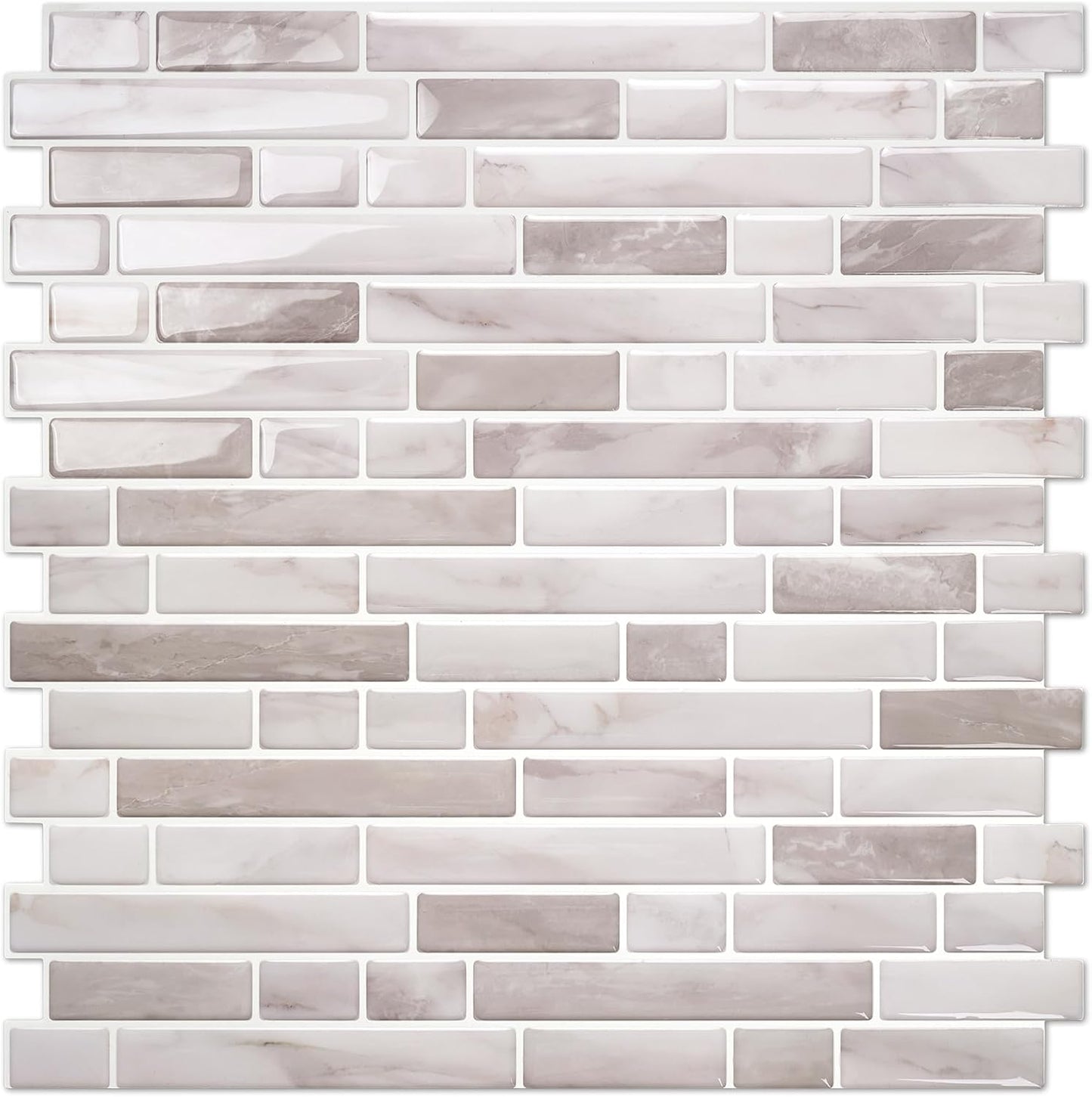 STICKGOO Peel and Stick Backsplash - 10 Sheets of 12”×12” - 3D Self Adhesive Peel and Stick Tile Backsplash for Kitchen & Bathroom