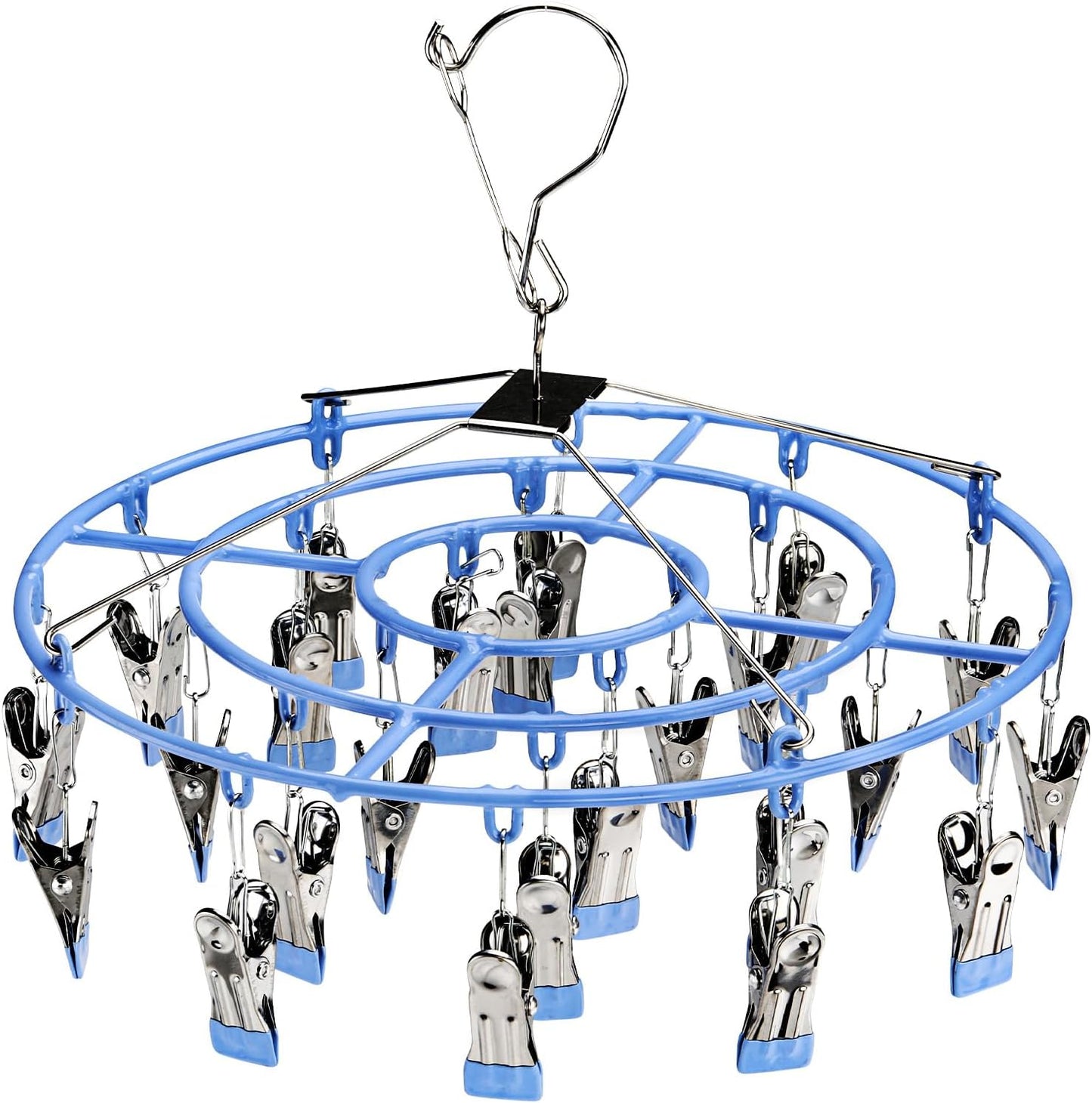 PHYDELU Drying Rack Clothing with 20 Clips，Sock Hanger for Drying，Hanging Clothes Dryer Underwear Hangers Racks Laundry Herb Socks Panty Wet Bra Lingerie Baby Delicates Foldable Small Indoor Metal