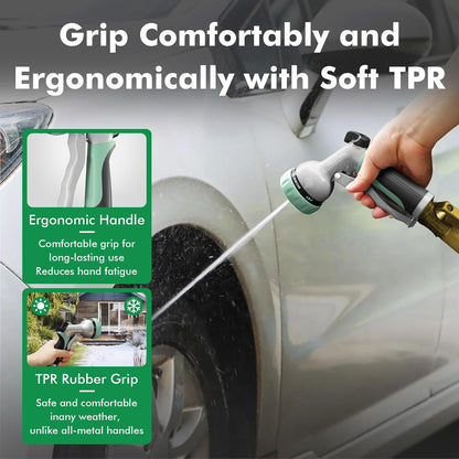 RESTMO Garden Hose Nozzle, Heavy Duty Metal Water Hose Nozzle with 7 Adjustable Spray Patterns, High Pressure Hand Sprayer with Flow Control for Watering Plants & Lawns, Washing Cars & Pets
