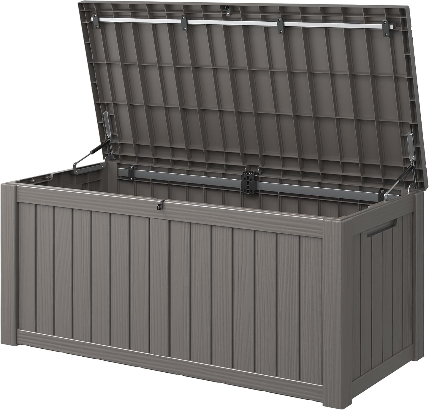 NUNU LAB Outdoor Storage Box, 45 Gallon Outside Deck Box Waterproof, Resin Outdoor Storage Cabinet With Lockable Lid, Backyard Storage Bench For Garden Tools, Patio Cushions, Pool Tools, Black