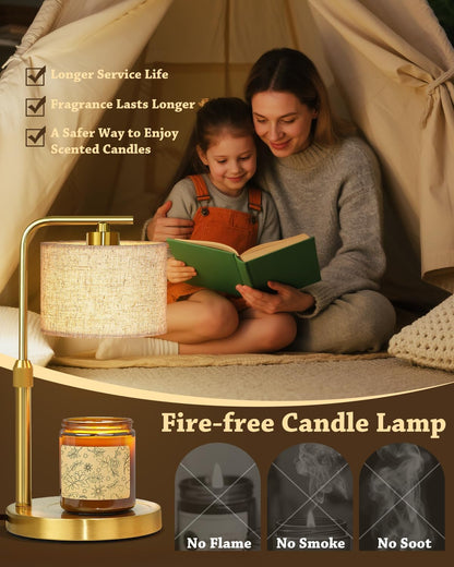 Candle Warmer Lamp with Timer Dimmer, Height Adjustable Modern Farmhouse Candle Warmer, Electric Candle Lamp Warmer with 2 Bulbs, Birthday Gifts for Women Mom, Gift for Home Decor