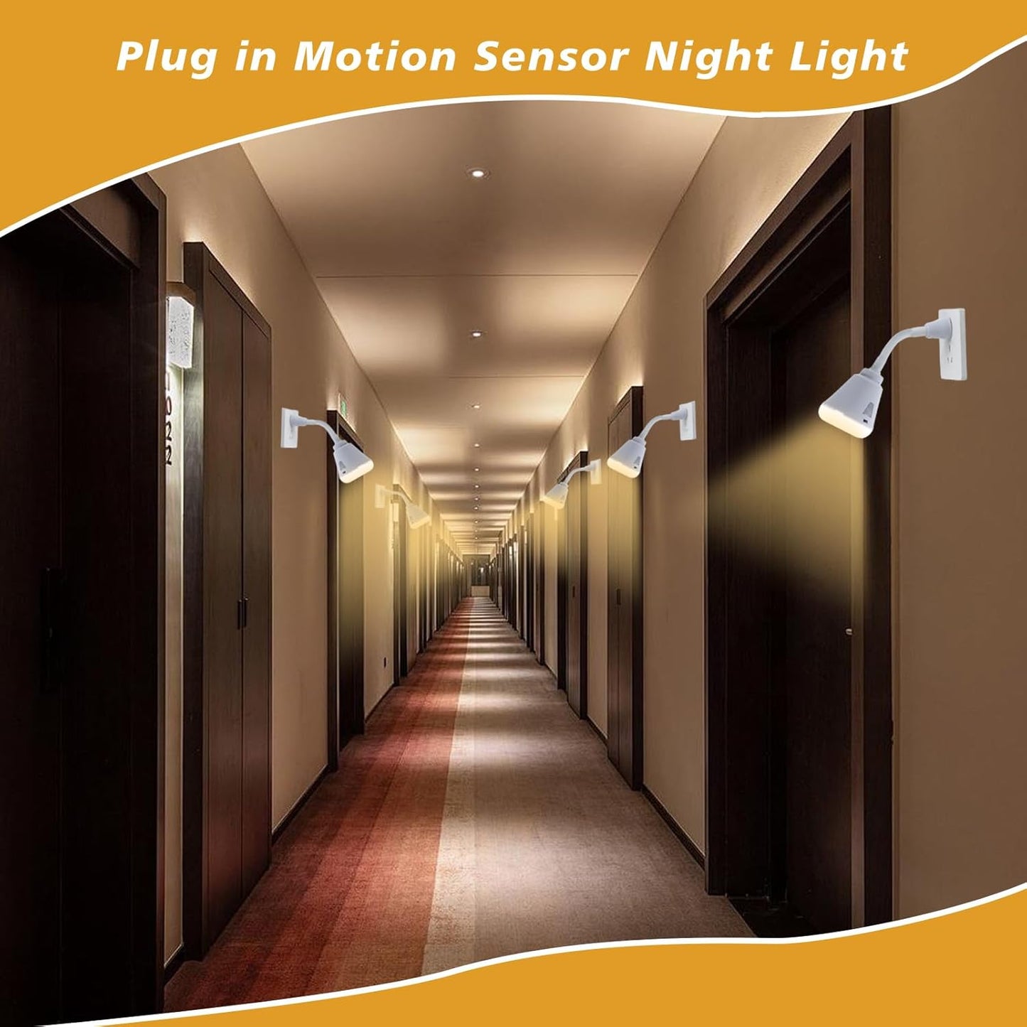 2 Pcs Plug in Motion Sensor Night Light Indoor LED Infrared Motion Detector Night Light for AC Outlet, Dusk to Dawn Sensor, 360° Rotating for Stairs Garage, 6W Cool White Light US Plug