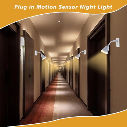 2 Pcs Plug in Motion Sensor Night Light Indoor LED Infrared Motion Detector Night Light for AC Outlet, Dusk to Dawn Sensor, 360° Rotating for Stairs Garage, 6W Cool White Light US Plug