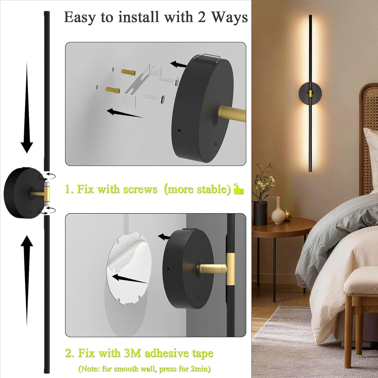 Battery Operated Wall Sconce Set of Two: Gold Wireless Rechargeable Wall Light with 10000mAh Detachable Battery and Remote, 360° Rotatable Scone Wall Decor for Bedroom Hallway Bathroom, 31.5inch