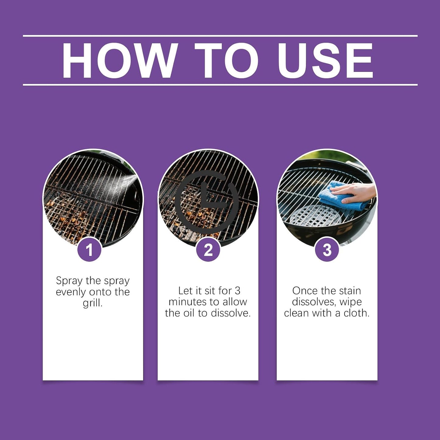 Fast-Acting Heavy-Duty Grill Degreaser Spray, BBQ Grill Cleaner Spray for Outdoor Grills, Safe Heavy Duty Cleaner for Burnt Food & Grease, for Stubborn Splatters, Stove Top, Grill, Drip Pans (1PCS)