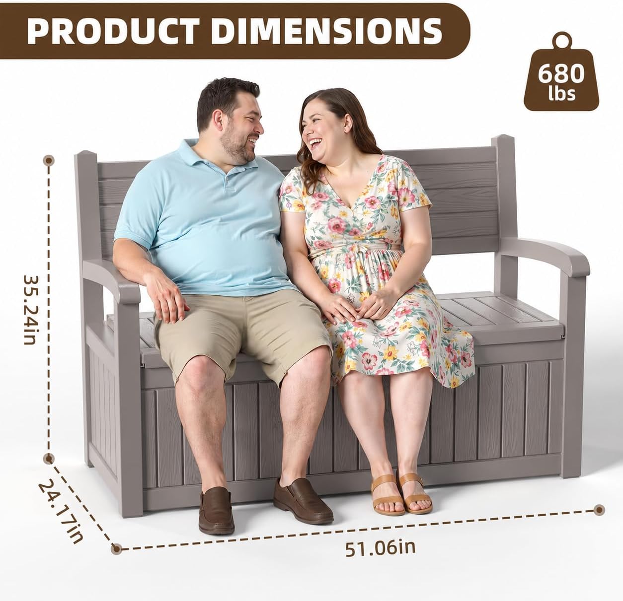 EasyUp 100 Gallon Outdoor Storage Bench, Waterproof Resin Deck Box with Lockable Lid Indoor Outdoor Storage Cushions Furniture Tools for Patio,Garden,and Porch (Beige)