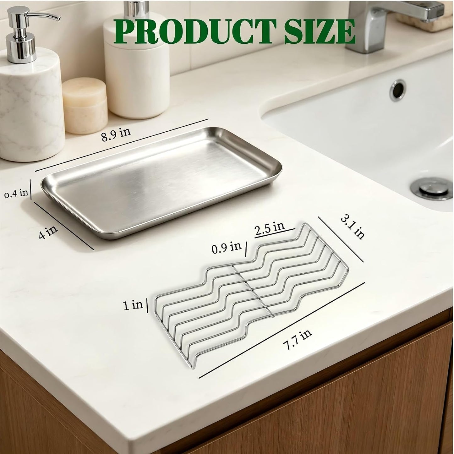 304 Stainless Steel 3 Bar Soap Dish, Self Draining Shampoo Bar Holder for Solid Shampoo & Conditioner Bars, Corner Soap Holder Tray for Shower Bathroom