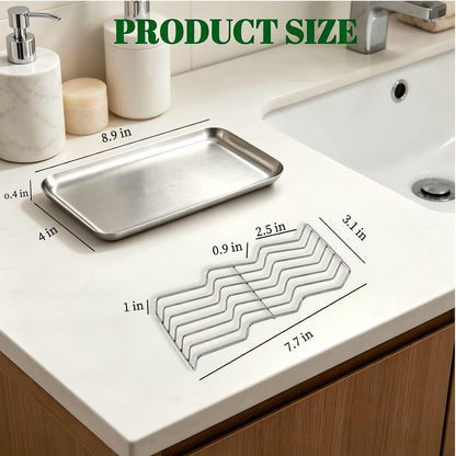 304 Stainless Steel 3 Bar Soap Dish, Self Draining Shampoo Bar Holder for Solid Shampoo & Conditioner Bars, Corner Soap Holder Tray for Shower Bathroom