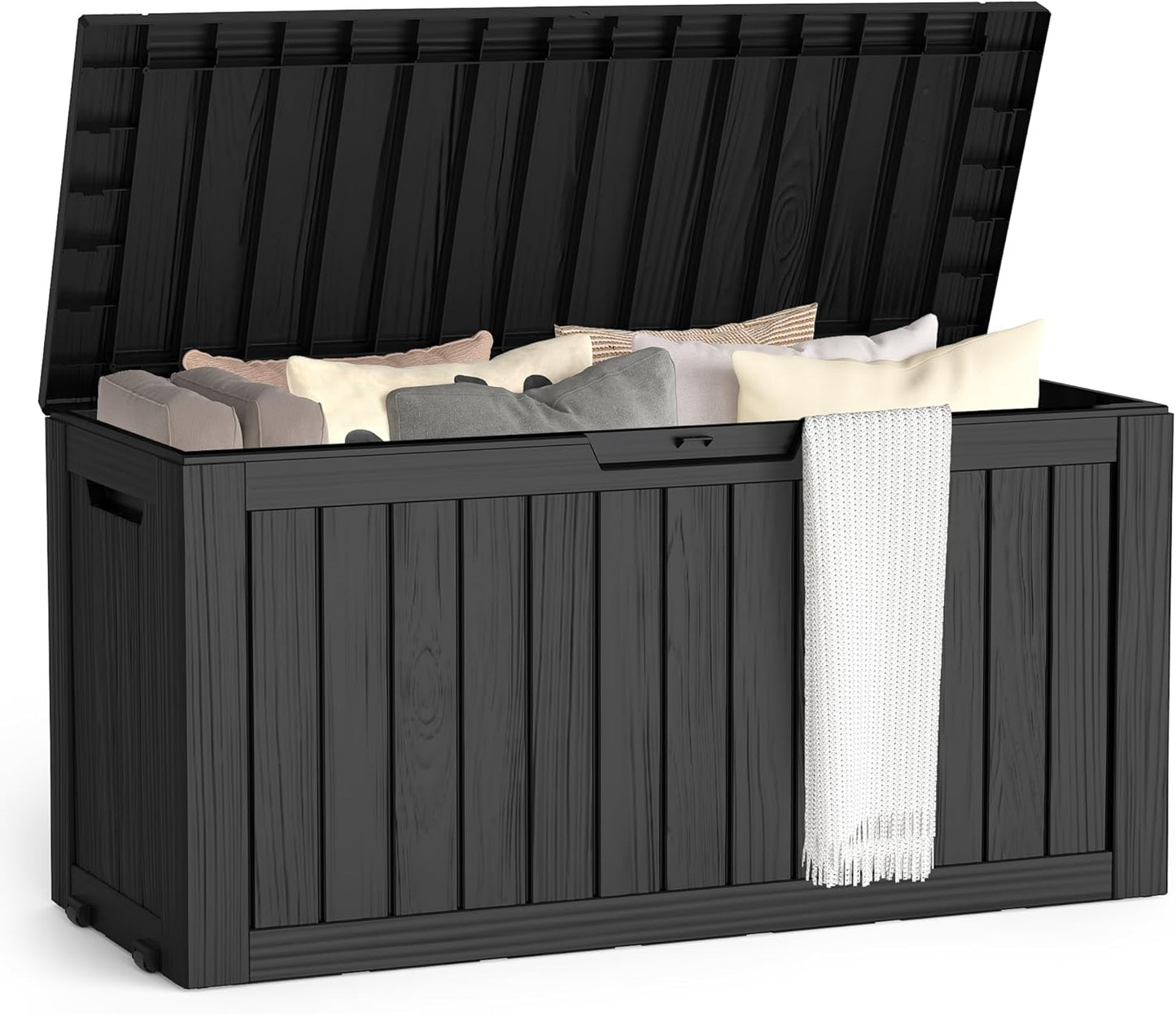 Outdoor Storage Box, 50 Gallon Waterproof Deck Storage Box, Lockable Patio Storage Bins for Package Delivery, Porch, Garden Tool, Cushions, Anti-Theft Weatherproof & UV-Resistant Parcel Drop Box