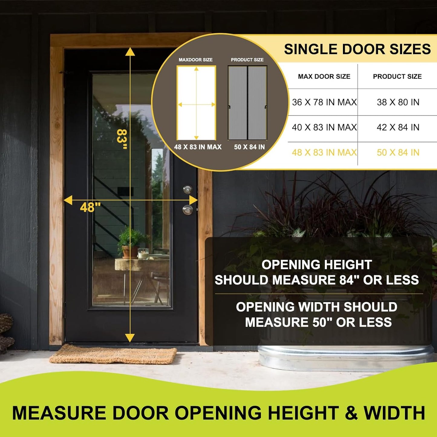 Magnetic Screen Door -Fit for Door Size:32x80 Inch, Hands Free Mesh Partition, Heavy Duty Screen Door Mesh Curtain Keeps Bugs Out, Frame Hook & Loop, Pet and Kid Friendly, Itself Size 34x82