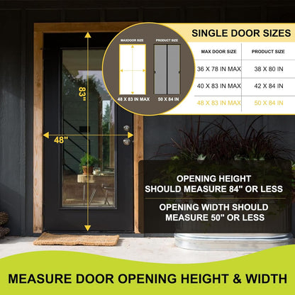 Magnetic Screen Door -Fit for Door Size:32x80 Inch, Hands Free Mesh Partition, Heavy Duty Screen Door Mesh Curtain Keeps Bugs Out, Frame Hook & Loop, Pet and Kid Friendly, Itself Size 34x82