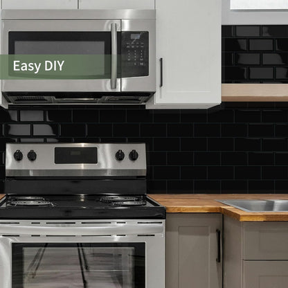 10-Sheet Thick Peel and Stick Kitchen Backsplash Tiles(Green,12"×12") | 3D Subway Waterproof Self-Adhesive Wall Tile Stick on Backsplash for Kitchen and Bathroom