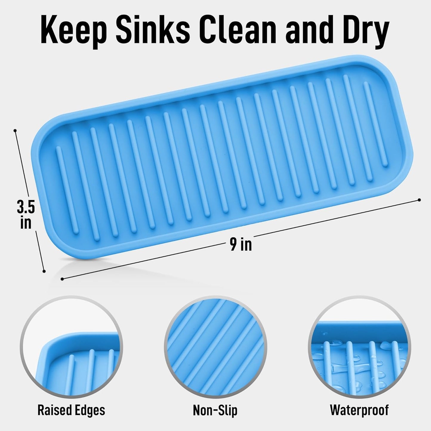 Zulay Kitchen (9x3.5in) Sponge Holder for Kitchen Sink - Flexible Heavy-Duty Multipurpose Sink Caddy - Counter Organizer for Kitchen, Bathroom, Makeup, Trinkets & More! (Grey)
