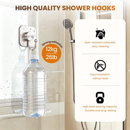 Aikzik 4 Pack Large Heavy Duty Wall Hooks - 26lb Max, Stainless Steel Adhesive Towel Hook, Shower Hooks for Hanging Towel, Coat, Robe, Wall Hook for Use in Bathroom, Kitchen and Door, Matte Black