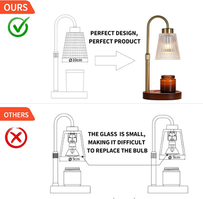 MEIXISUE Candle Warmer Lamp with Timer and Dimmer,Electric Gold Light Gifts for Women Melt Wax Warmer Lamp with 2 Bulbs for Candle Jars House Warming New Home Decor Bedroom