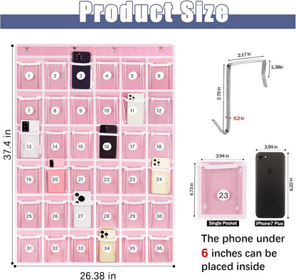 Loghot 36 Numbered Pockets Classroom Pocket Chart for Cell Phone Holder | Wall Door Hanging Pocket Organizer for Phone Calculator Holder, Phone Pouch for School Classroom & Office Phone Management