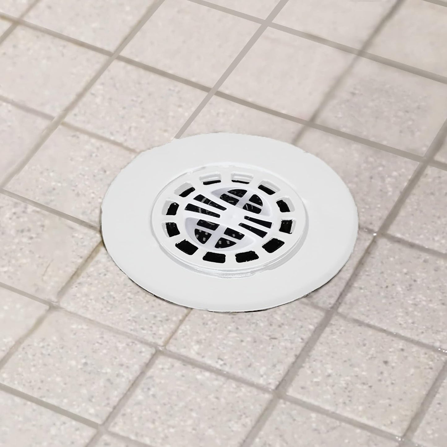 Danco Snap-in Shower Drain Cover with in-Drain Hair Catcher, 4-1/4" Round, White Strainer, (10533)
