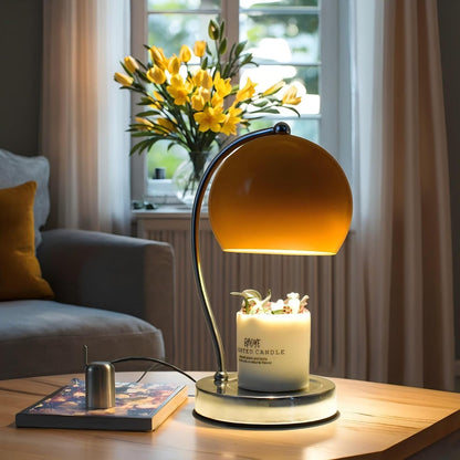 Candle Lamp Warmer, Wide Base Scented Candle Warmer with Timer and Dimmer, Modern Candle Melting Lattern, Home Decor Table Lamp (Silver)