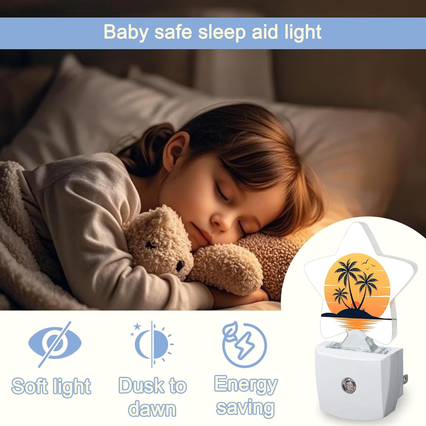 Lavender Butterfly Nightlight,Summer Flowers Star Night Lights Plug into Wall Decorations for Bedroom Bathroom,Dusk to Dawn Sensor Kitchen Hallway Stairs Energy Efficient Desk Lamp