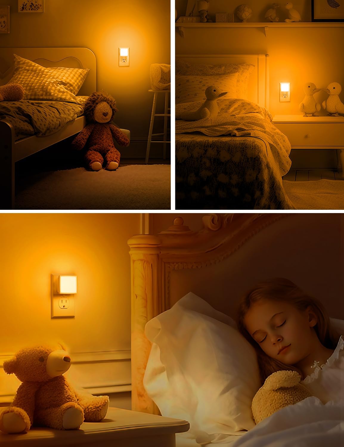 L LOHAS LED Night Lights Plug into Wall 2-Pack, 0.3W Plug in Night Light, Dusk to Dawn, 3000K Soft White, Bright Nightlight Auto-On/Off, for Adults Kids Room Bedroom Bathroom Hallway Kitchen, Non-Dim