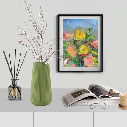 White Ceramic Vase, GUKJOB Small Cute Flower Vase for Pampas Grass, Home, Living Room, Dining Table, Farmhouse, Office Decor, Bedroom, Table, and Kitchen Shelf (White- 2PCS)