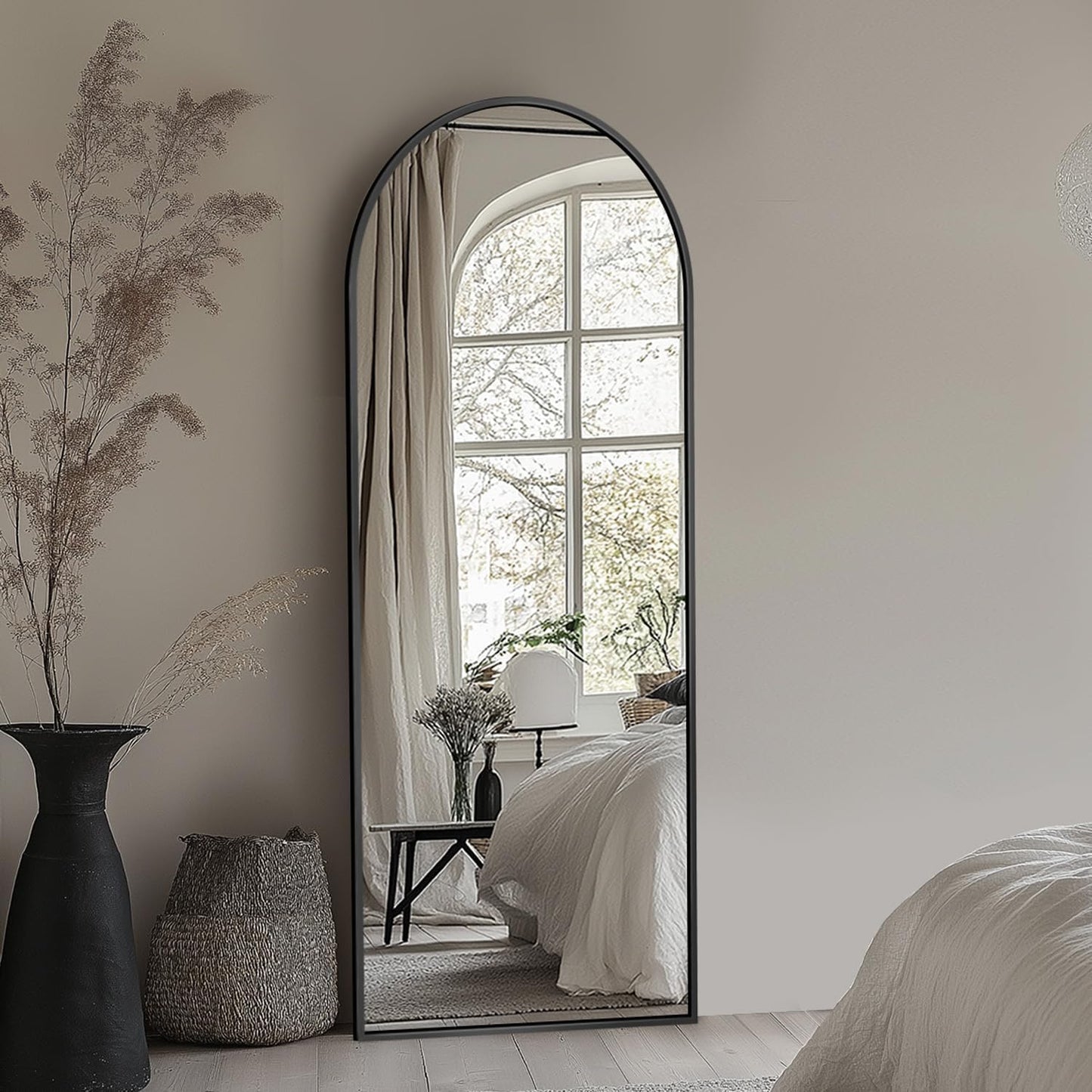 Full Length Mirror with Stand, 71"x28" Arched Full Body Large Stand Up Aluminum Frame Floor Standing Mirror, Freestanding Hanging Leaning Mounted for Bedroom Living Room Entryway Gold