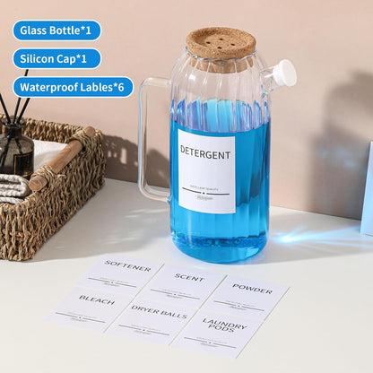 60oz Liquid Laundry Detergent Dispenser with Lables,Glass Laundry Detergent Dispenser,Laundry Detergent Container Laundry Liquid Dispenser
